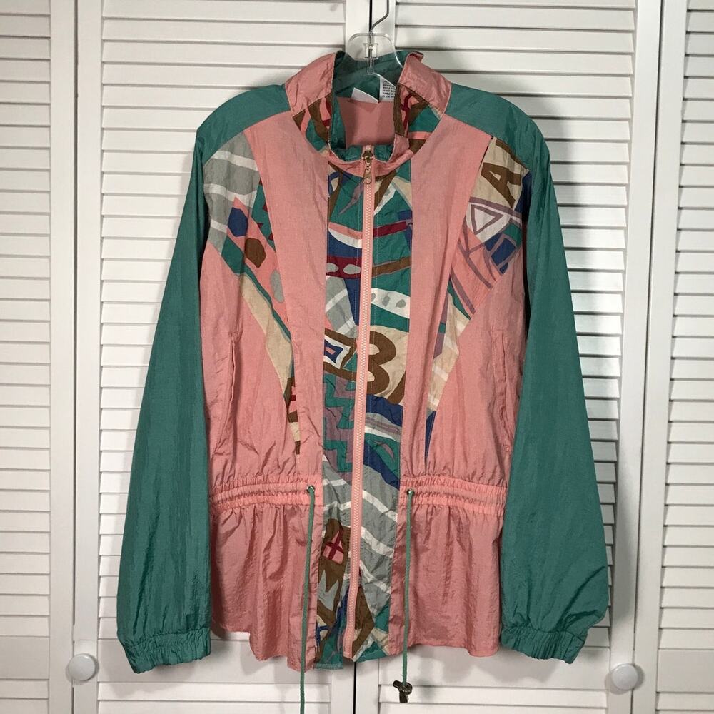 Athletic Works Vintage 80’s 90’s High Neck Long Sleeve Windbreaker Jacket XL